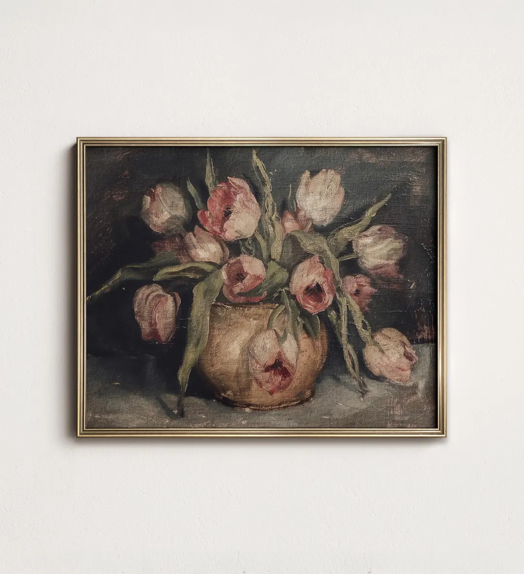 Tulip Still Life Painting PRINTABLE Rustic Botanical Wall Art Print, Vintage Flower Art, Digital ... | Etsy (US)