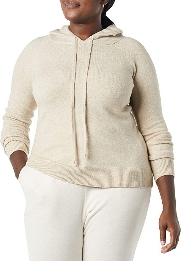 Amazon.com: Amazon Essentials Women's Soft Touch Hooded Pullover Sweater, Beige, Large : Clothing... | Amazon (US)
