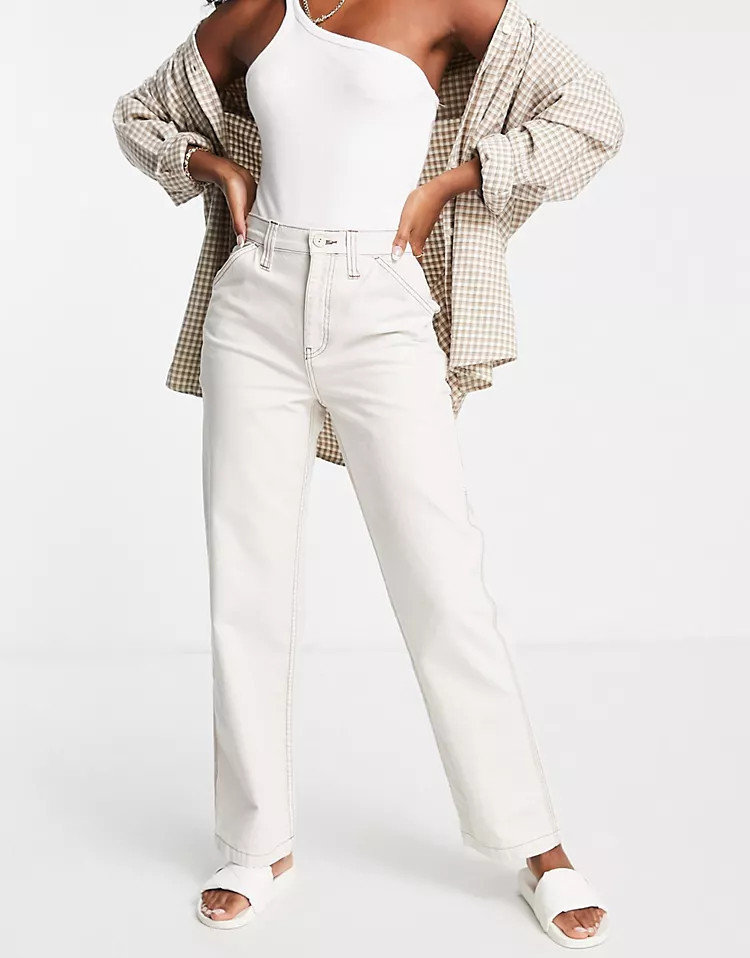 ASOS DESIGN - Pantalon cargo minimaliste à coutures contrastantes - Taupe | ASOS (Global)