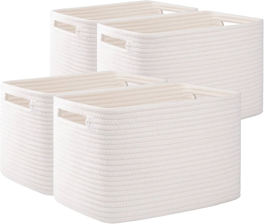 OIAHOMY 4 Pack Storage Baskets for Organizing, Cube Storage Bins for Shelves, Rectangle Storage B... | Amazon (US)