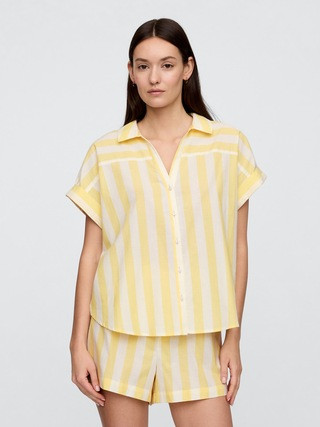 Relaxed Stripe Poplin PJ Shirt | Gap Factory