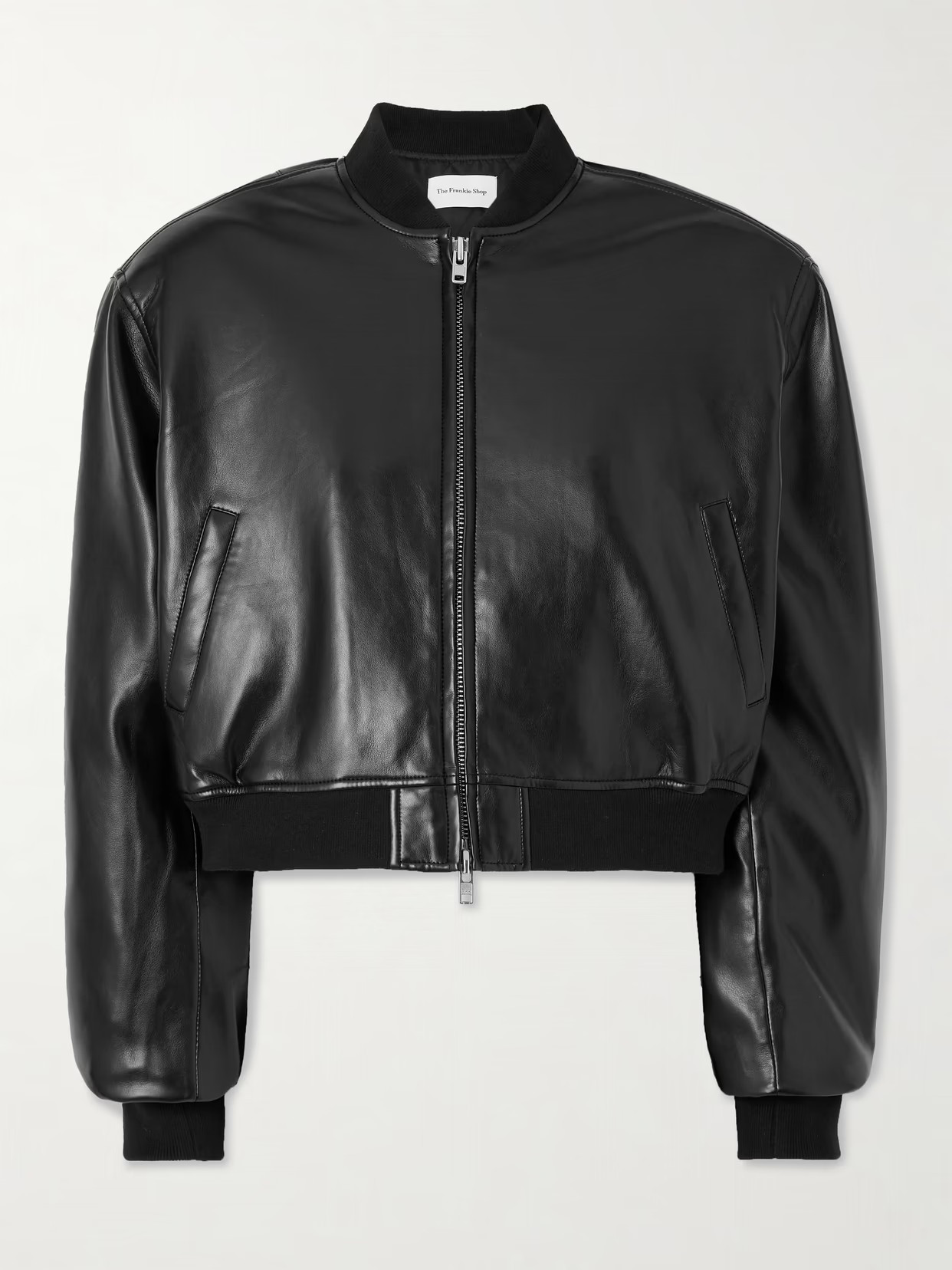 The Frankie Shop - Micky Cropped Faux Leather Bomber Jacket - Black | NET-A-PORTER (UK & EU)