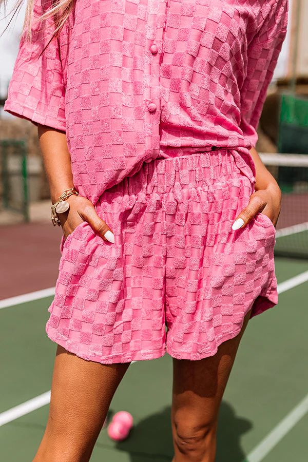 Pulling It Together Terry Cloth Shorts In Pink | Impressions Online Boutique