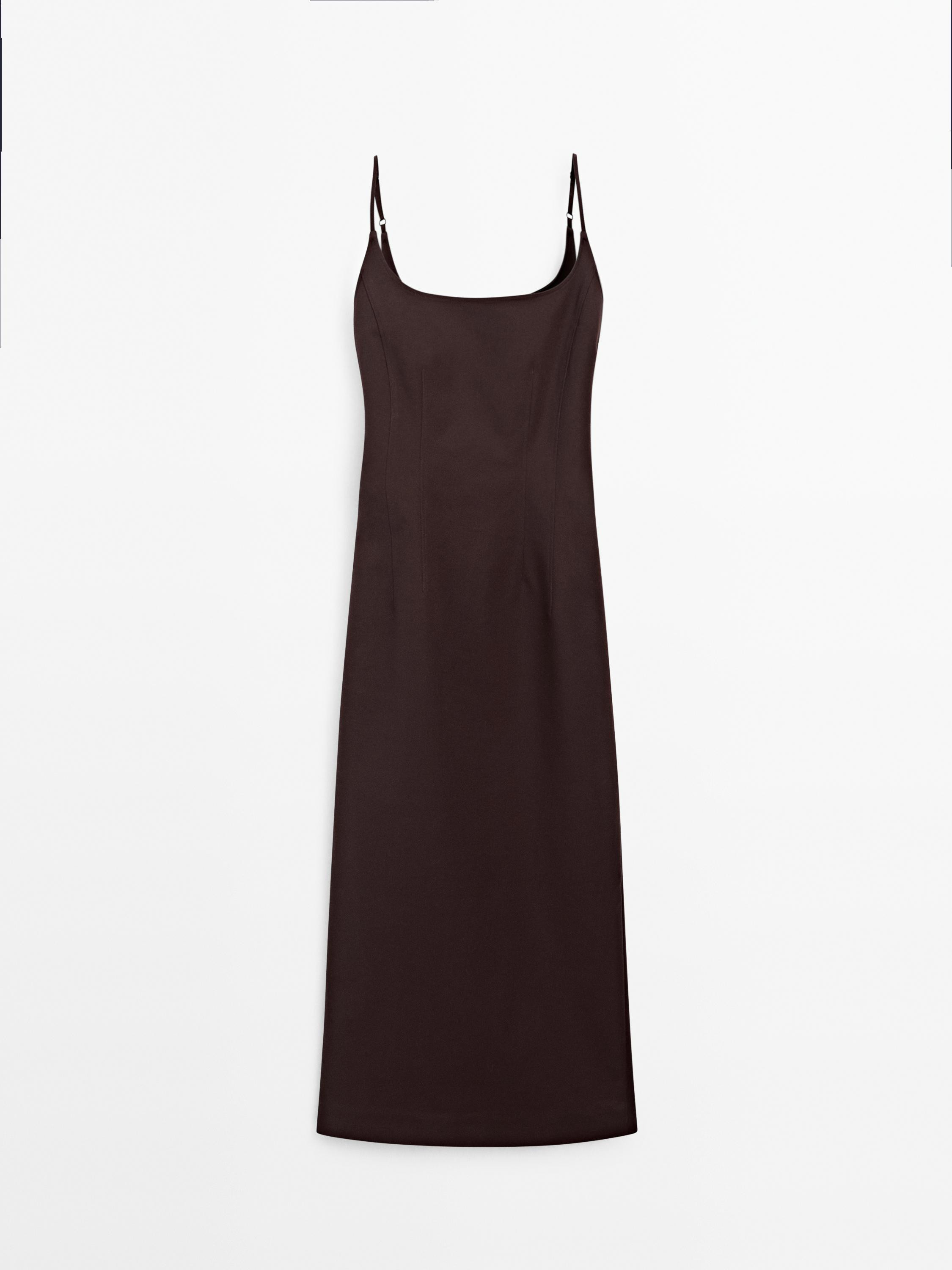 NEW INCotton blend strappy midi dress $160.00  Add to basket  SELECT SIZE Midi dress made of cott... | Massimo Dutti US