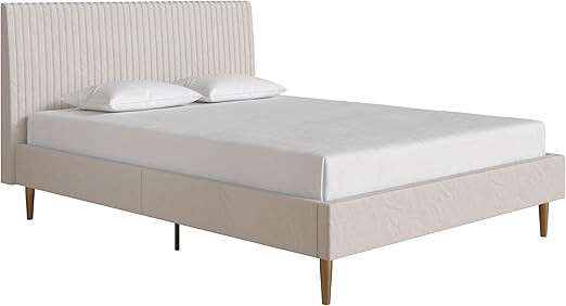 Mr. Kate Daphne Upholstered Bed with Headboard and Modern Platform Frame, Queen, Ivory Velvet | Amazon (US)