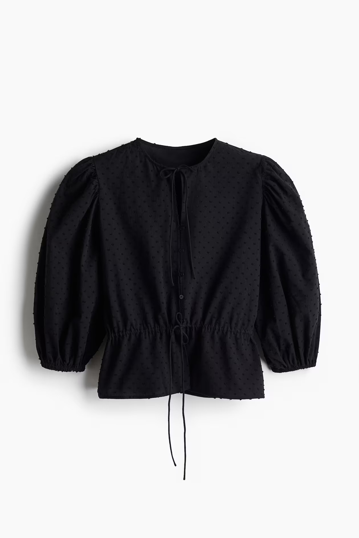 Puff-Sleeved Cotton Blouse - Black - Ladies | H&M US | H&M (US + CA)