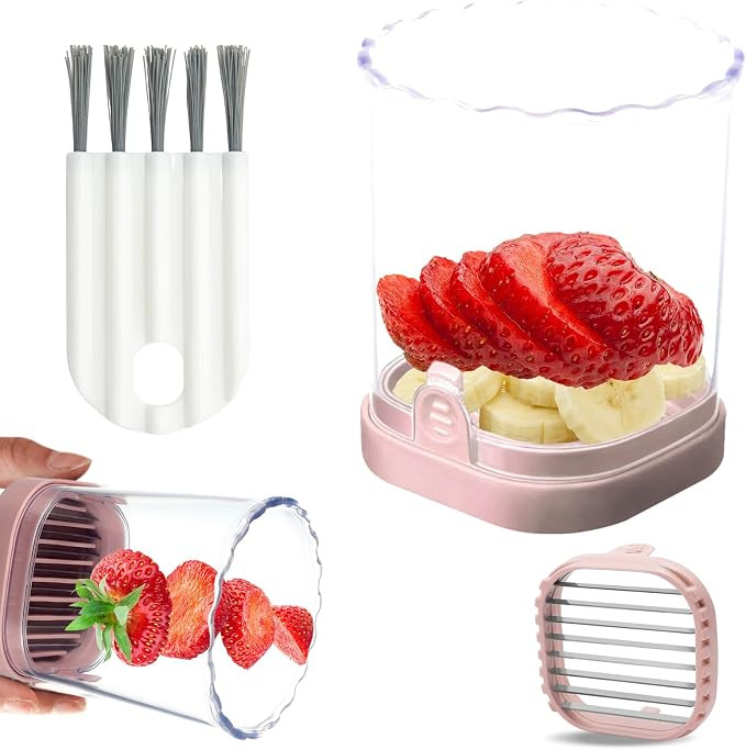 Strawberry Slicer：Fruit Slicer Cup Veggie Salad Speed Cutter for Strawberries Egg Banana Mushro... | Amazon (US)