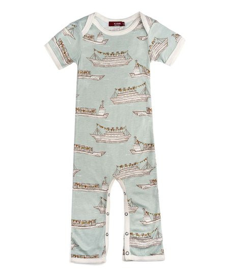 Blue & Gray Ships Playsuit - Infant | Zulily