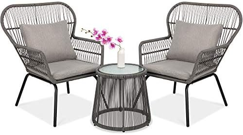 Best Choice Products 3-Piece Outdoor All-Weather Wicker Conversation Bistro Furniture Set w/ 2 Ch... | Amazon (US)