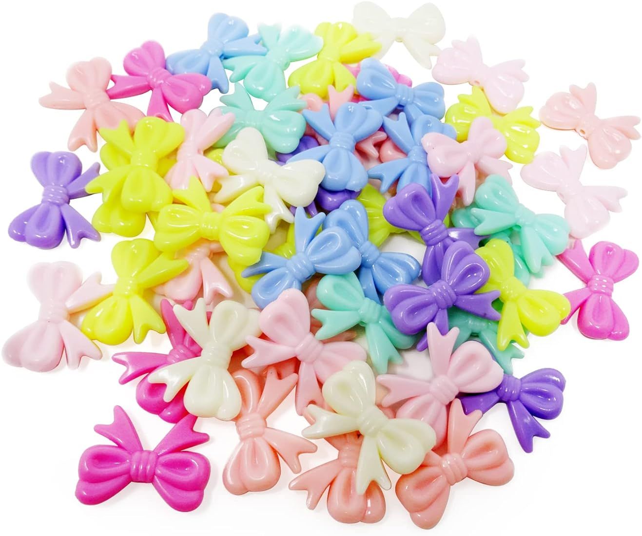Honbay 100G(50pcs) Beautiful Acrylic Bow Beads for Jewelry Making or DIY Crafts - Assorted Colors | Amazon (US)