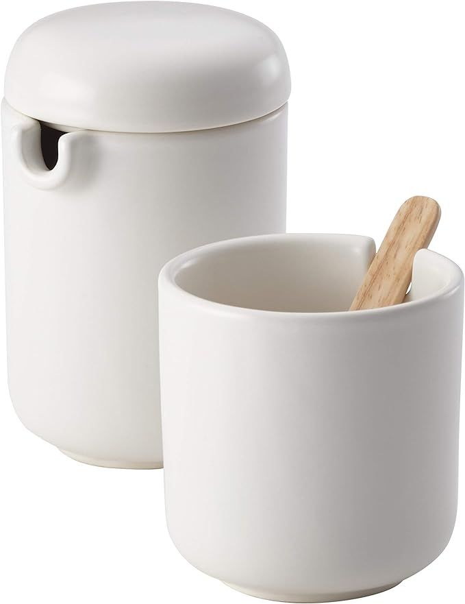 BonJour Ceramic Coffee and Tea Sugar and Creamer Set, Matte White | Amazon (US)