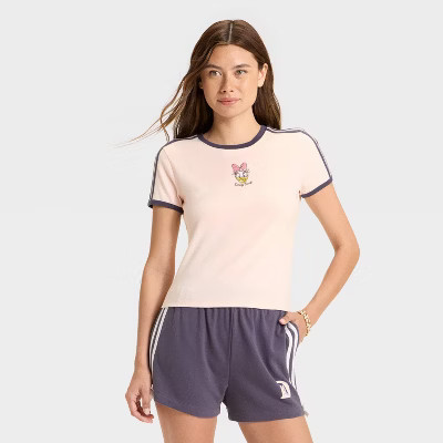 Women's Daisy Duck Short Sleeve Graphic Baby T-Shirt - Light Pink S | Target