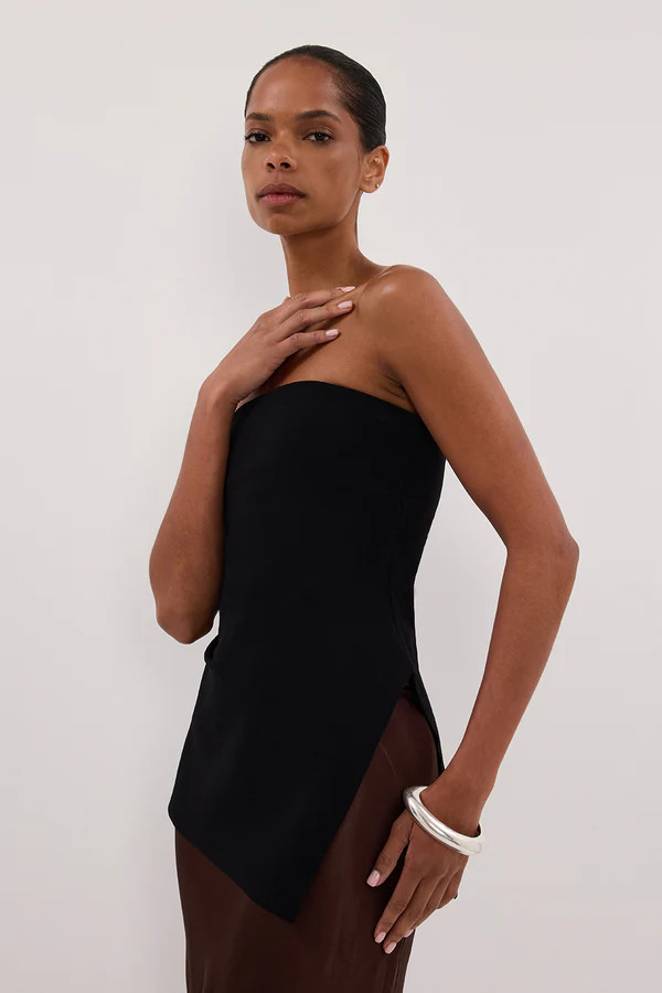 LUKE BLACK LONGLINE BANDEAU TOP | DISSH