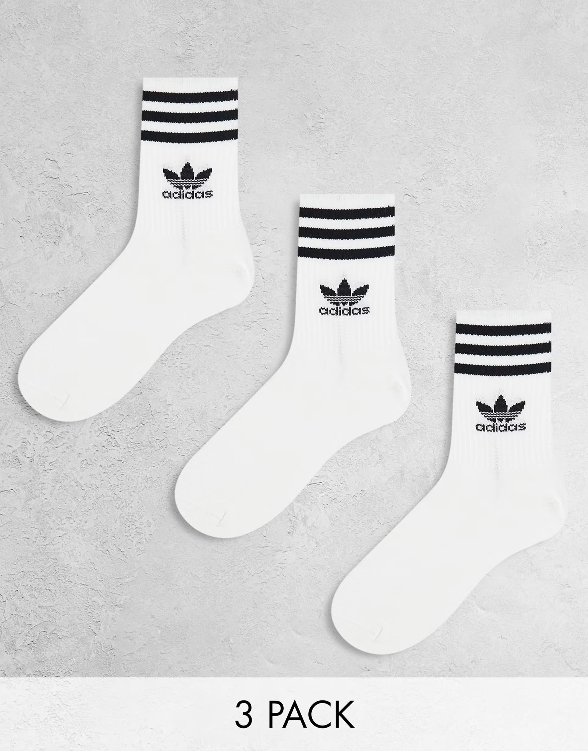 adidas Originals 3 pack mid cut socks in white | ASOS (Global)