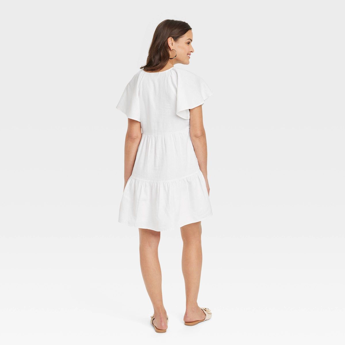 Women's Flutter Short Sleeve Mini Skater Dress - Universal Thread™ Blue/White Floral S | Target