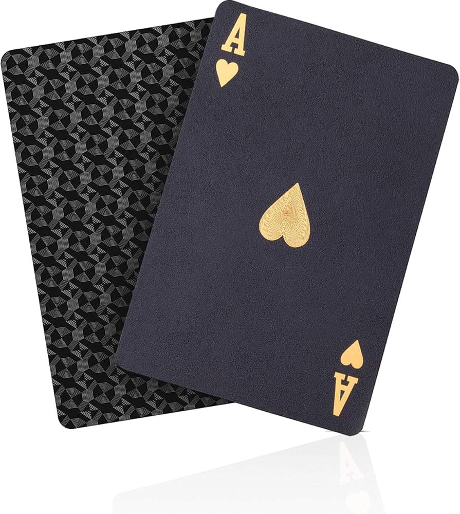 ACELION Waterproof Playing Cards, Plastic Playing Cards, Deck of Cards, Gift Poker Cards (Black D... | Amazon (US)