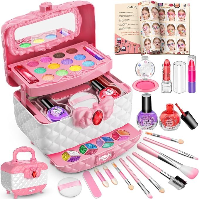 Hollyhi 42 Pcs Kids Makeup Kit for Girl, Washable Girls Makeup Kit Toys for Kids with Real Cosmet... | Amazon (US)