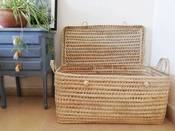 Wicker Storage Chest 31 Inches  Palm Leaf Storage Trunk | Etsy | Etsy (US)