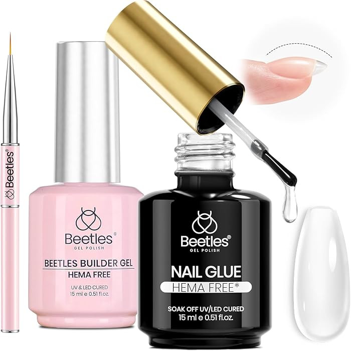 Beetles 2Pcs 15ml HEMA-Free Nail Glue Builder Nail Gel Set, Clear Builder for Nail Strengthener T... | Amazon (US)