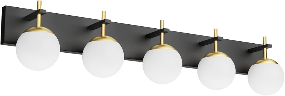 Ralbay Mid Century Modern Vanity Lights for Bathroom 5-Light Milky Glass Globe Modern Bathroom Va... | Amazon (US)