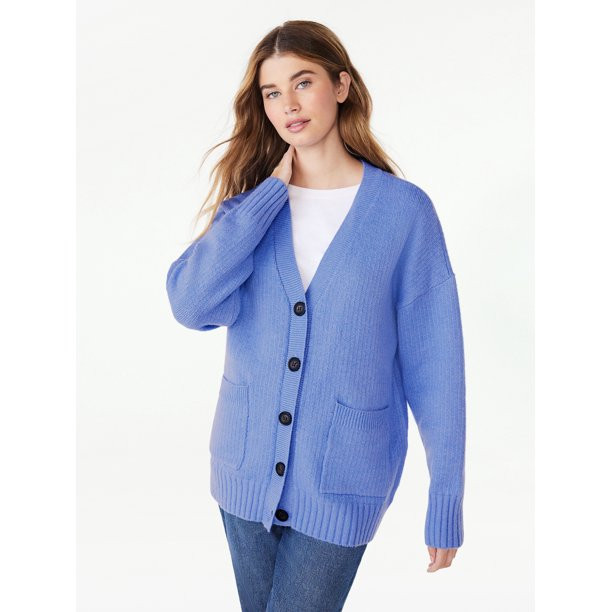 Free Assembly Women's Grandpa Cardigan Sweater, Midweight, Sizes XS-XXL | Walmart (US)