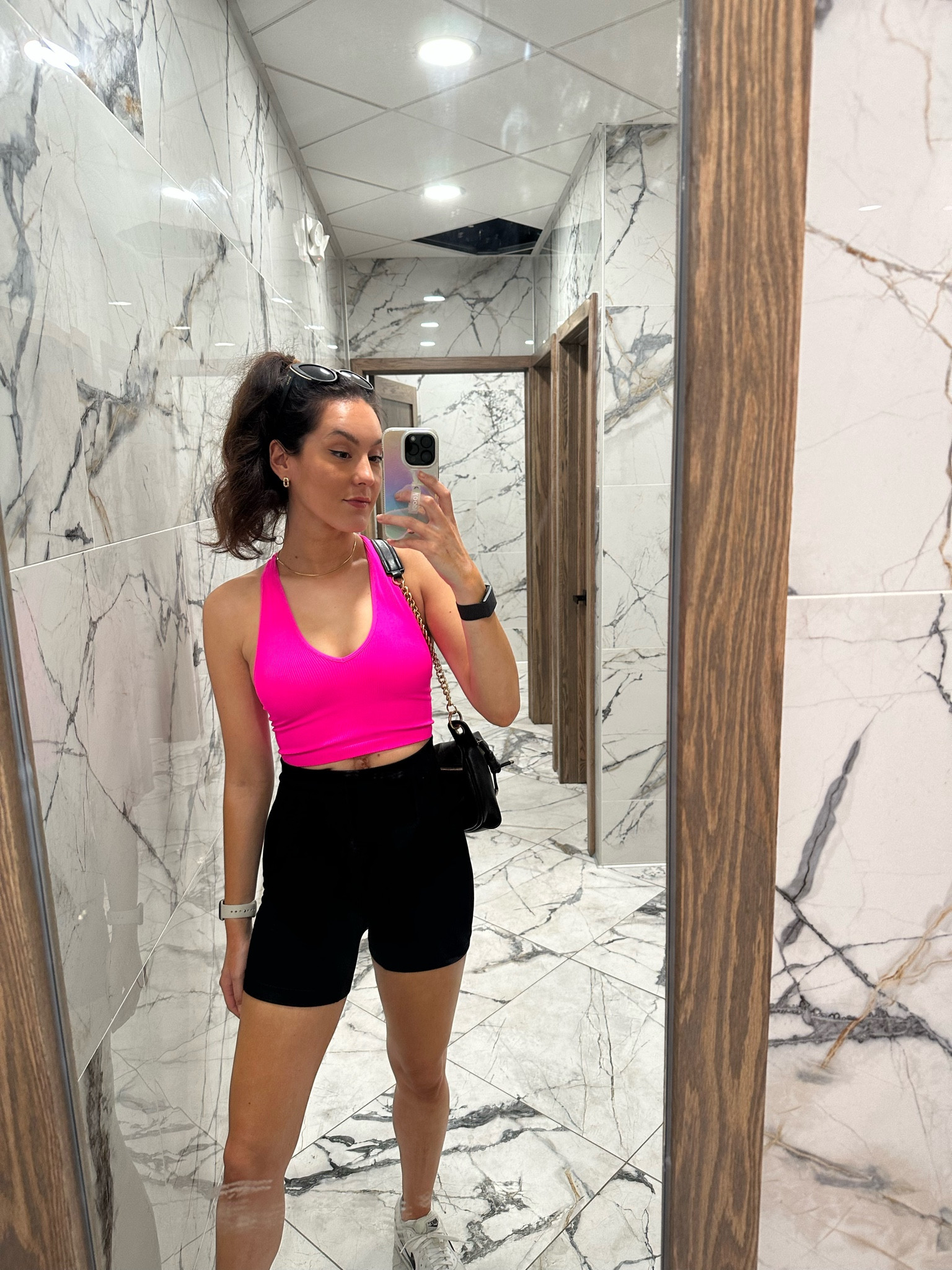 Free People tank (size up)
OQQ workout shorts 
Nike air max (size up)
Belt bag 

#LTKFitness #LTKunder100 #LTKxNSale