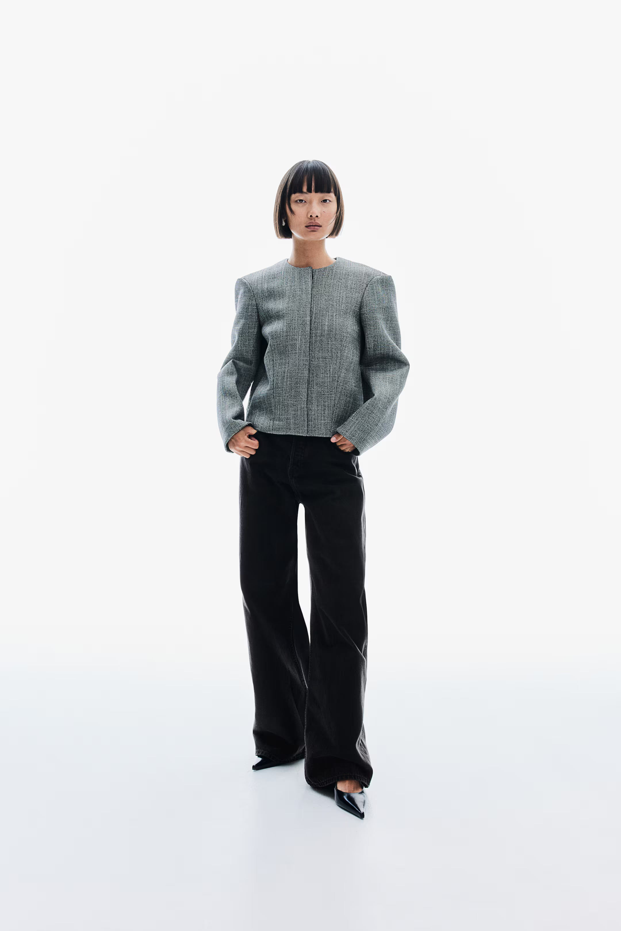 Wide jeans - Dark denim grey - Ladies | H&M GB | H&M (UK, MY, IN, SG, PH, TW, HK)