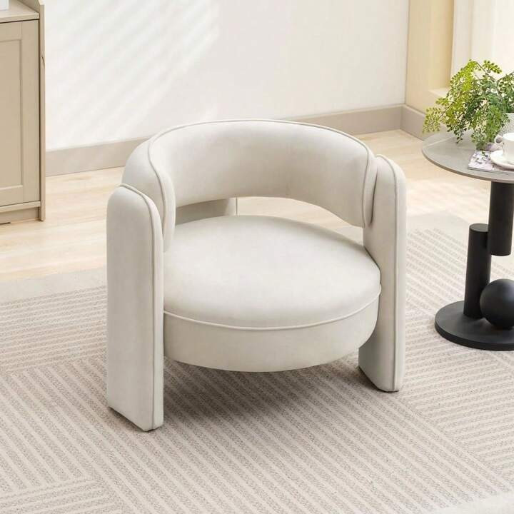 Sillón de acento de terciopelo de mediados de siglo, sillón de barril para la sala de estar, si... | SHEIN