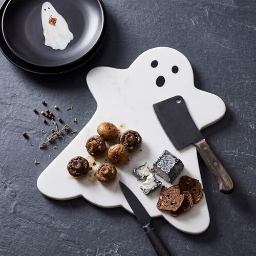 Reallnaive White Ghost Marble Cheese Board Halloween Charcuterie Serving Tray Marble Cutting Boar... | Amazon (US)