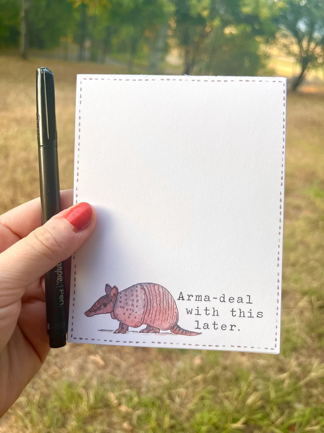 Funny Armadillo Animal Notepad Memopad Feat. Watercolor Armadillo Art 40 Sheets, 4”x5”, Novel... | Etsy (US)