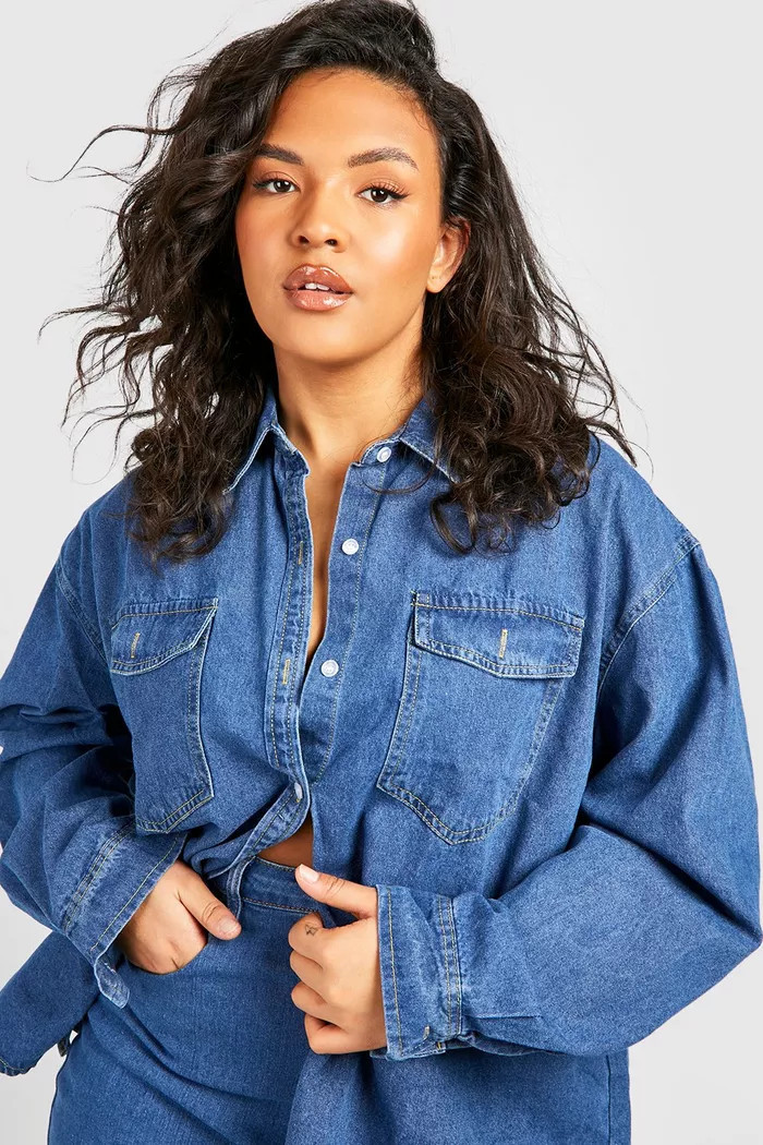 Plus Oversized Denim Shirt | Boohoo.com (US & CA)