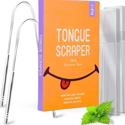 Maison Products: Tongue Scraper for Adults (2 Pack) with Travel Cases, Stainless Steel, Reduce Bad Breath, Easy to Use, Oral Care | Target