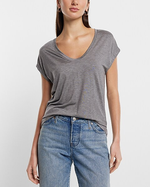 Supersoft Relaxed Scoop Neck Tunic Tee | Express