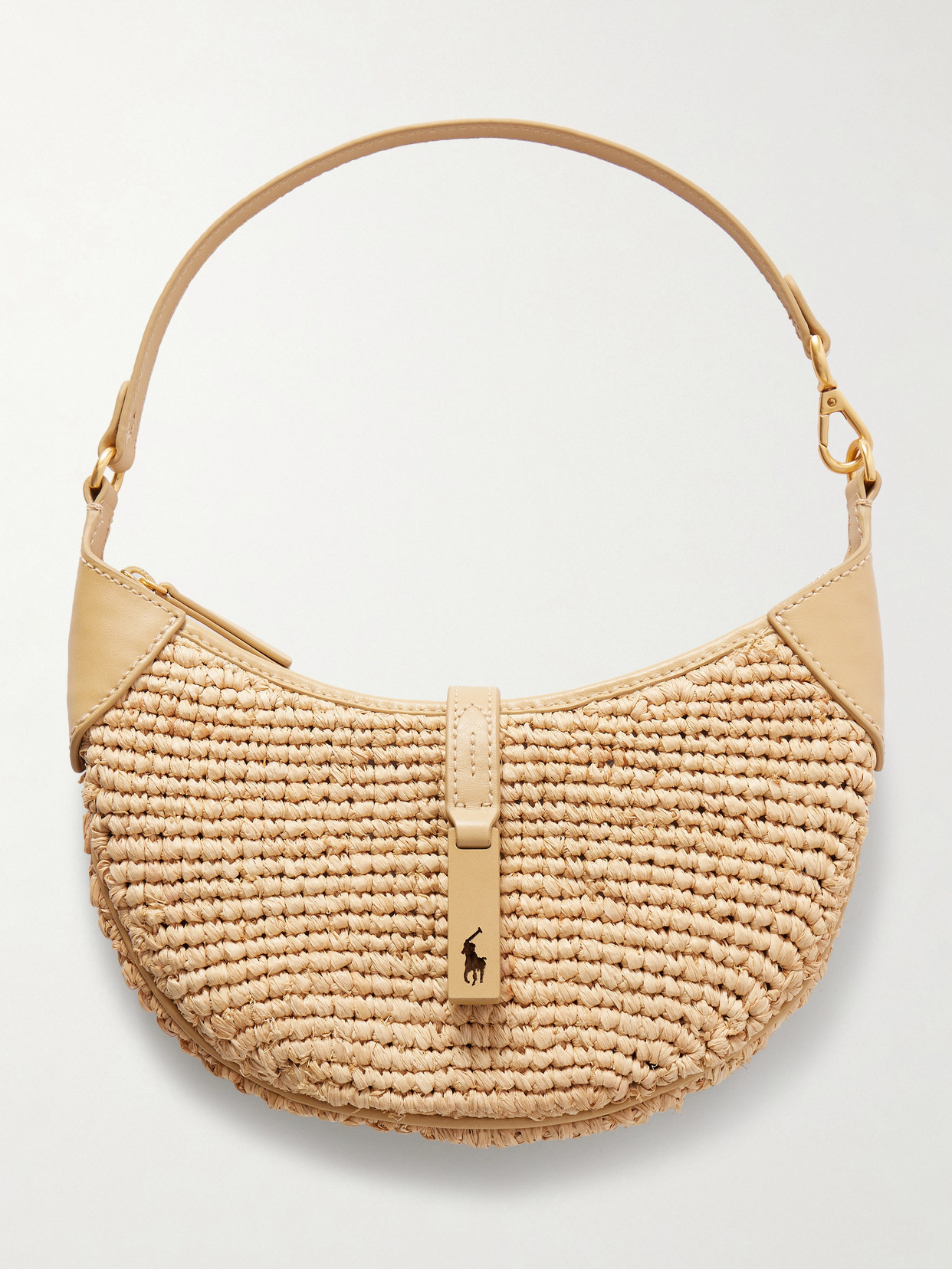 Polo Ralph Lauren - Polo Id Small Leather-trimmed Raffia Shoulder Bag - Neutrals | NET-A-PORTER (US)