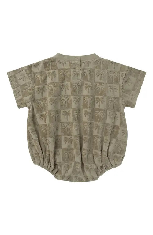 Rylee + Cru Palm Tree Textured Terry Bubble Romper in Palm-Check at Nordstrom, Size 18-24M | Nordstrom