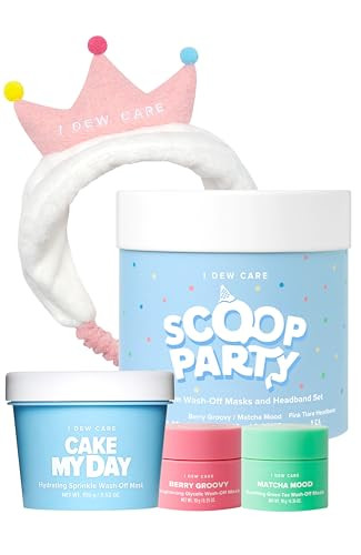 I DEW CARE Wash-off Masks with Headband Set - Scoop Party | With Hyaluronic Acid, Gift Set, Skincare Essentials, Wash-off Face Masks, Crown, Moisturizing, Hydrating, Soothing | Amazon (US)