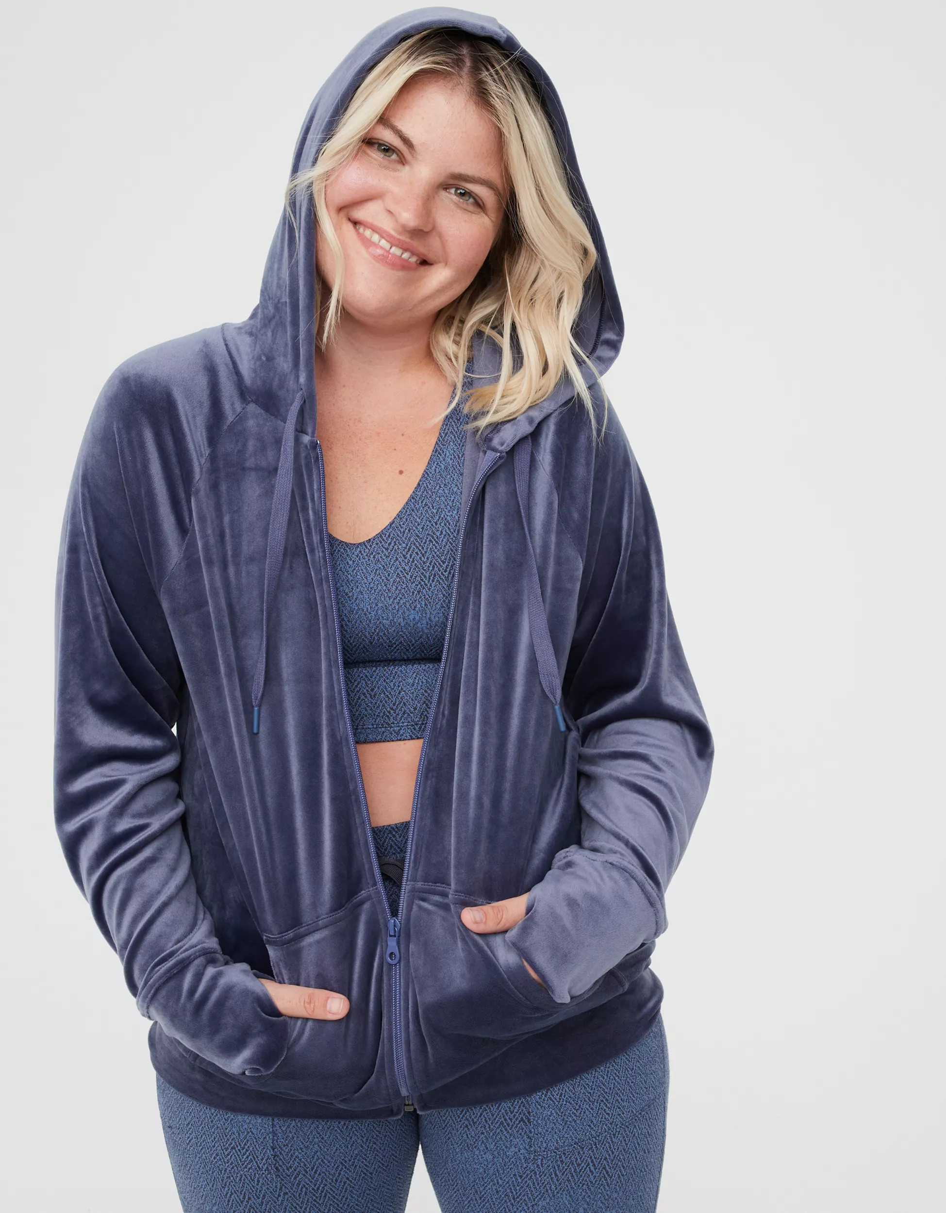 OFFLINE By Aerie After Party Velour Oversized Full Zip Hoodie | Aerie