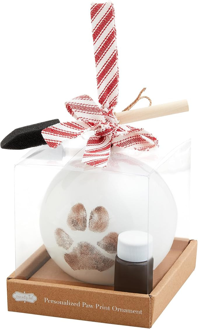 Mud Pie Pet Christmas Paw Print Ornament; 4 1/2" Dia | Amazon (US)