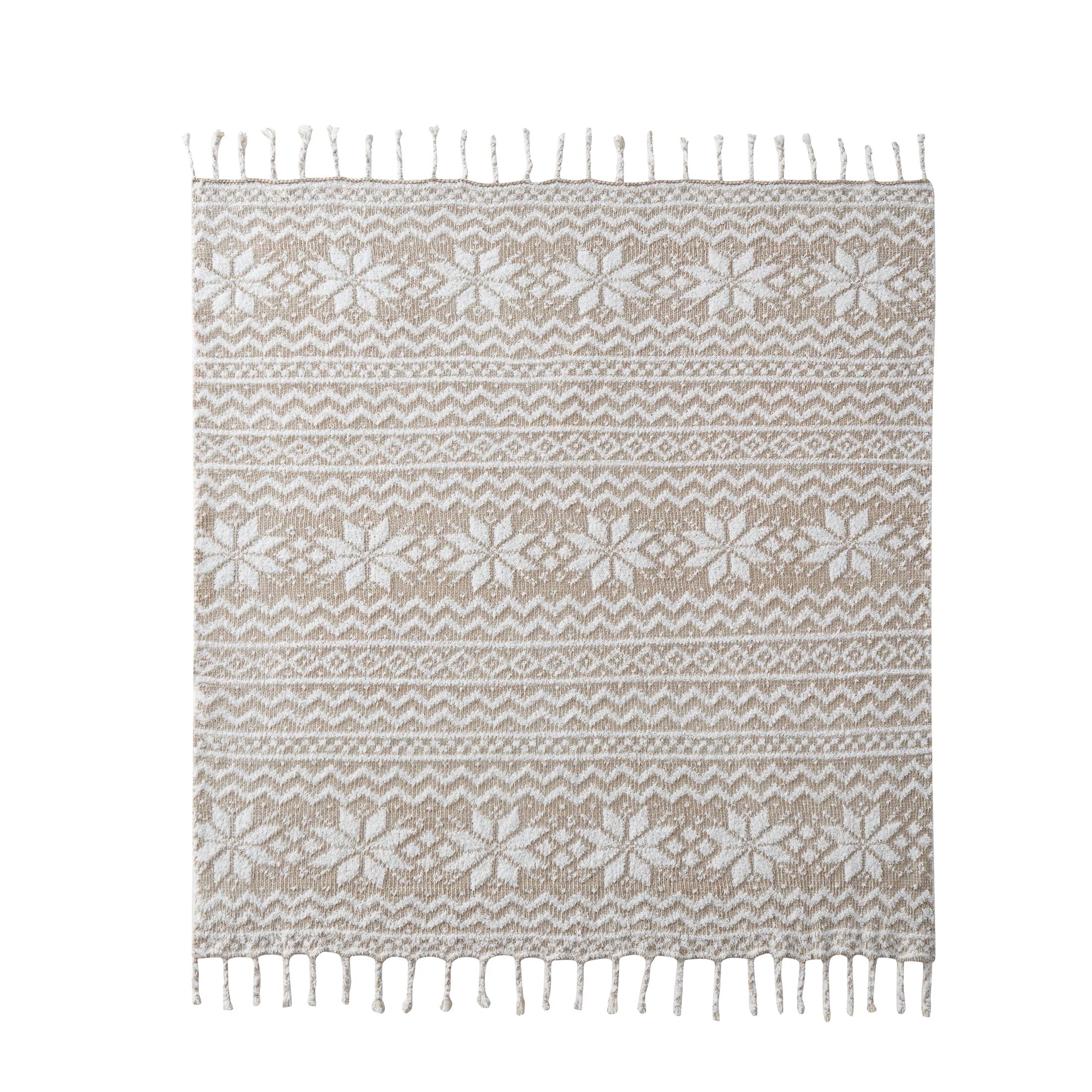 My Texas House Aspen Chenille Snowflake Holiday Throw, Easy Wash, 50 x 60, Taupe | Walmart (US)