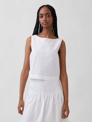 Poplin Boatneck Shell Tank Top | Gap (CA)