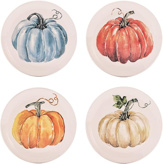 Bico Pumpkin Feast Ceramic Salad Plates, 8.75 inch, Set of 4, for Salad, Appetizer, Microwave & D... | Amazon (US)