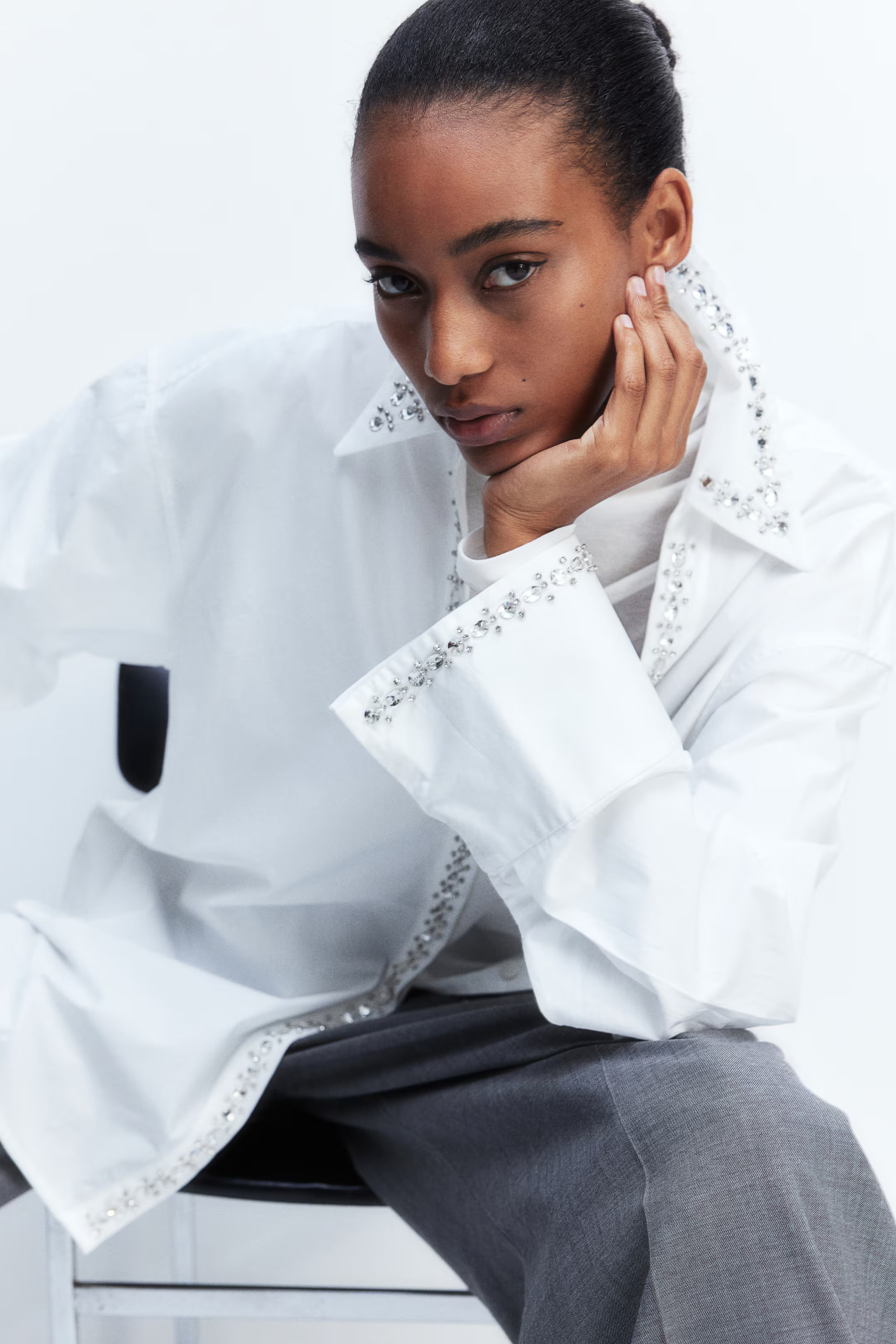 Camisa popover con strass | H&M (FR, IT, ES, PT, BE)