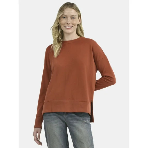 Time and Tru Women's Tunic Sweatshirt with High-Low Hem, Sizes XS -4X | Walmart (US)