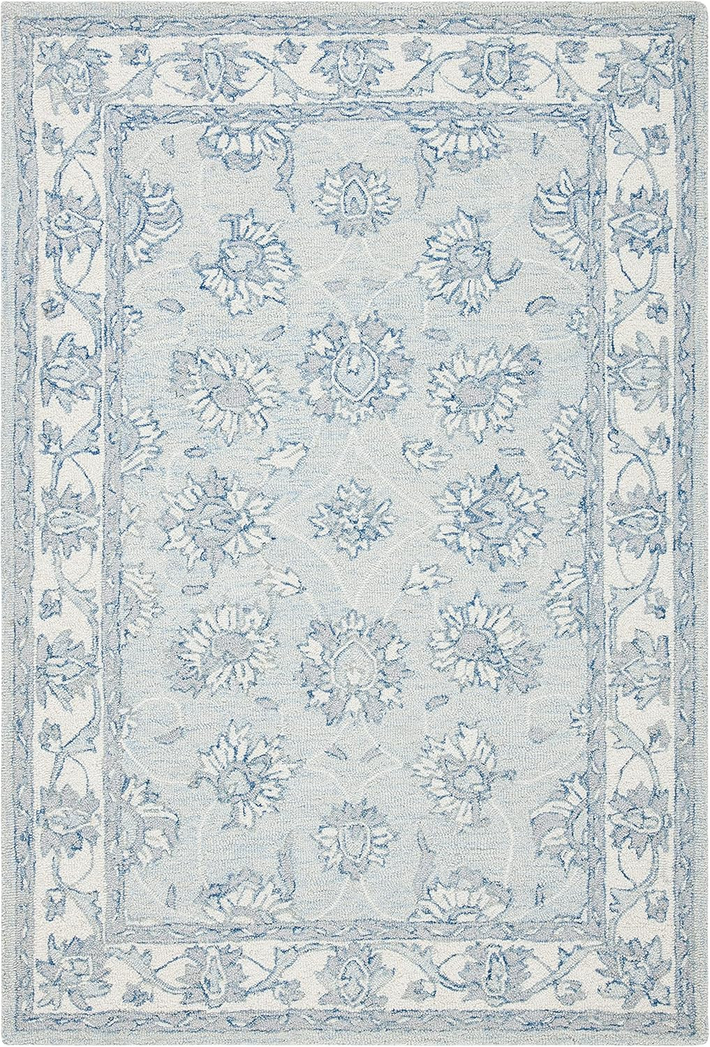 SAFAVIEH Micro-Loop Collection Accent Rug - 4' x 6', Light Blue & Ivory, Handmade Wool, Ideal for... | Amazon (US)