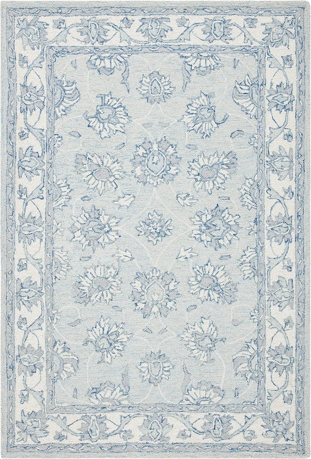 SAFAVIEH Micro-Loop Collection Accent Rug - 4' x 6', Light Blue & Ivory, Handmade Wool, Ideal for... | Amazon (US)