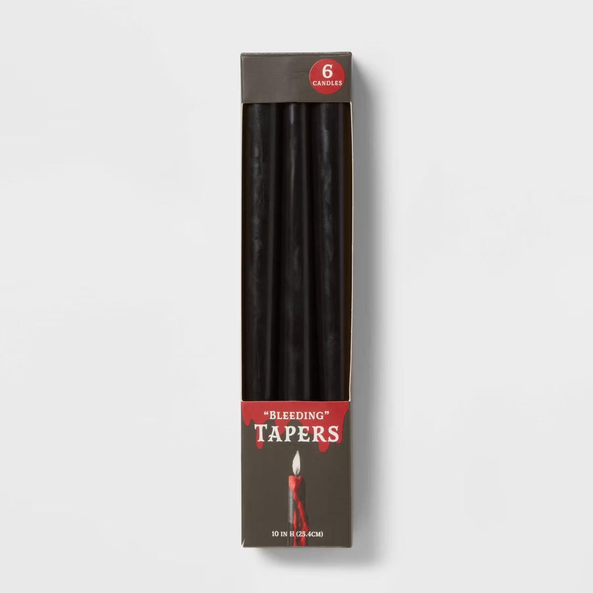 6pk 10'' Bleeding Taper Candles Black - Threshold™ | Target