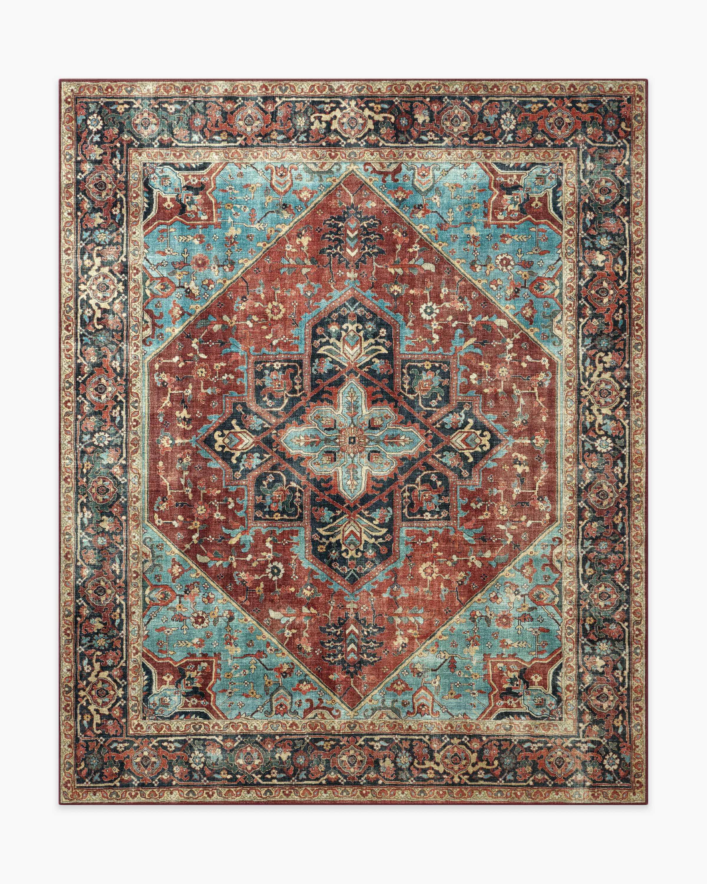 Santiago Crimson & Light Blue Rug | Ruggable US | Ruggable