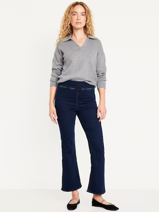 High-Waisted Weekender Pull-On Crop Flare Jeans | Old Navy | Old Navy (US)