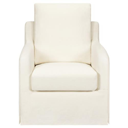 Namesake Reese Modern Classic Ivory Eco Linen Slipcover Swivel Glider | Kathy Kuo Home