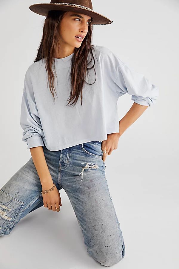 Be Free Cropped Tee by We The Free at Free People, Grey Dawn, XS | Free People (Global - UK&FR Excluded)